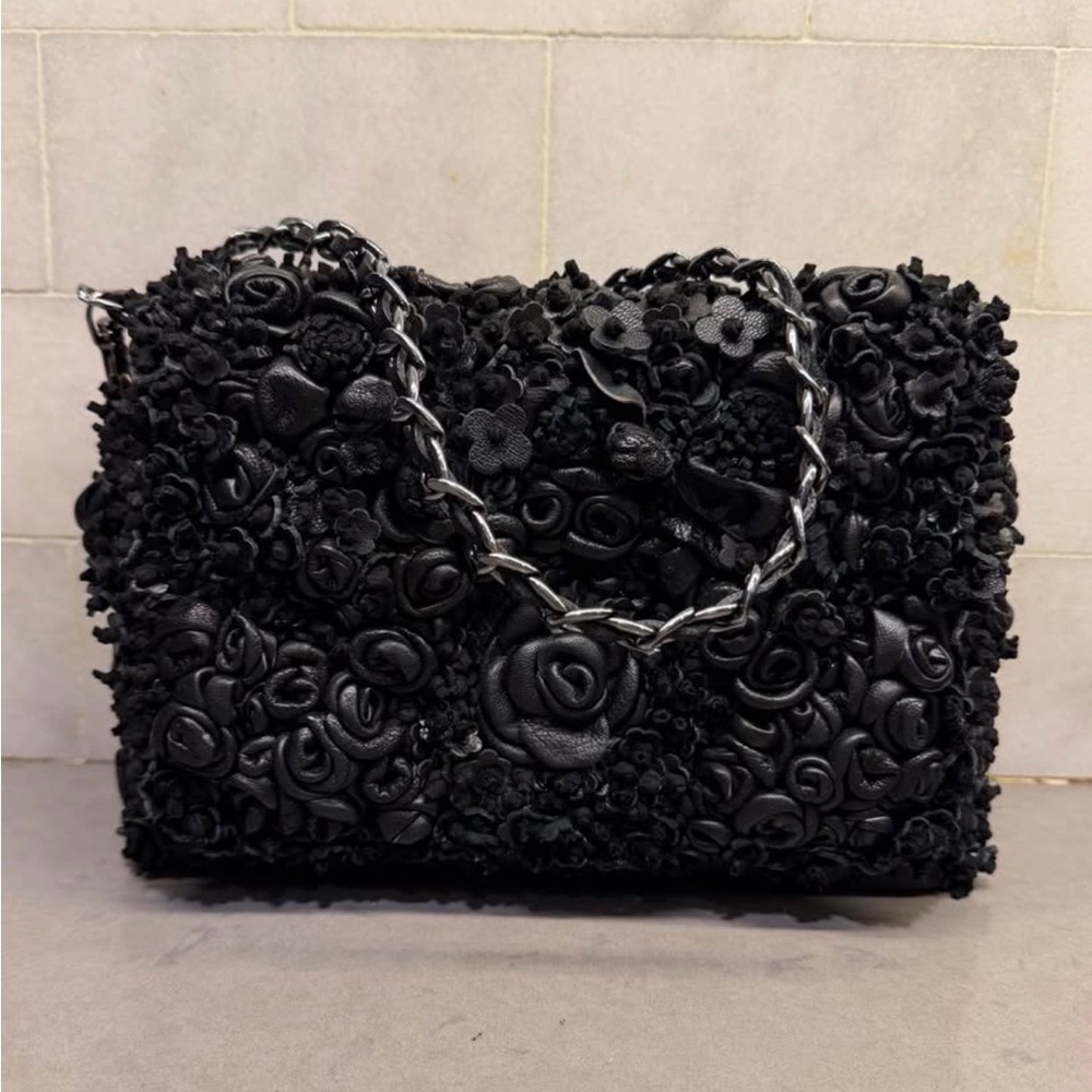 Elegant Black Floral Women Bag